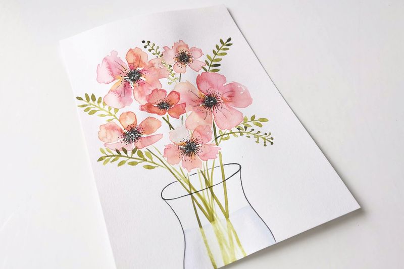 Akvarel blomster; Patchy Flower