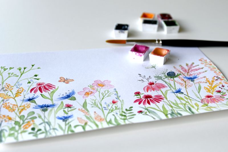 Akvarelworkshop for begyndere - vilde blomster i BRANDE