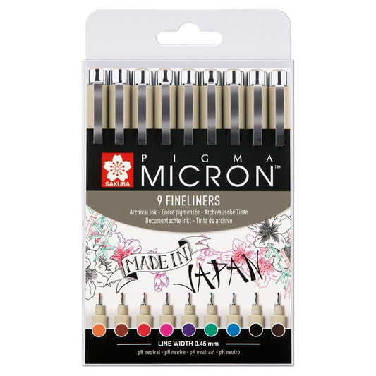 Micron Fine Liner sæt i 9 farver