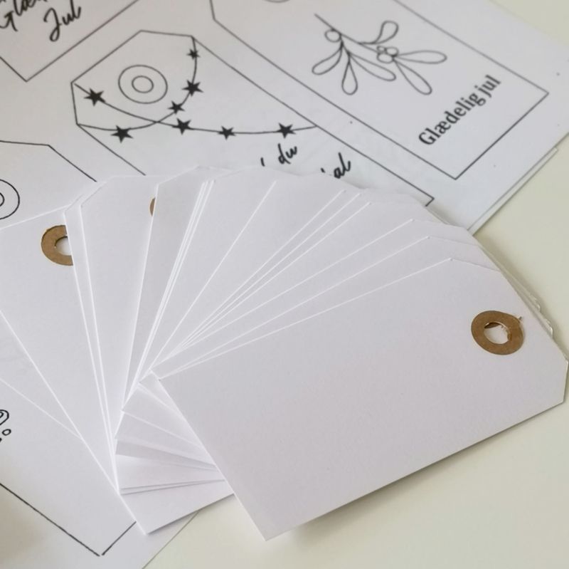 Gavemærker, offwhite manillamærker inkl. skabeloner